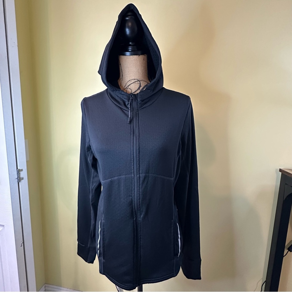 Fabletics Polartec Full Zip Black Jacket Hoodie Size Large